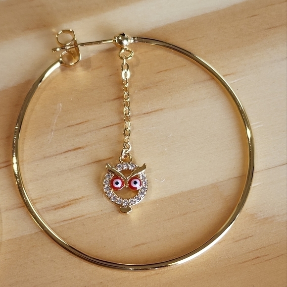 𝅺large Owl hoop earrings - Picture 3 of 4